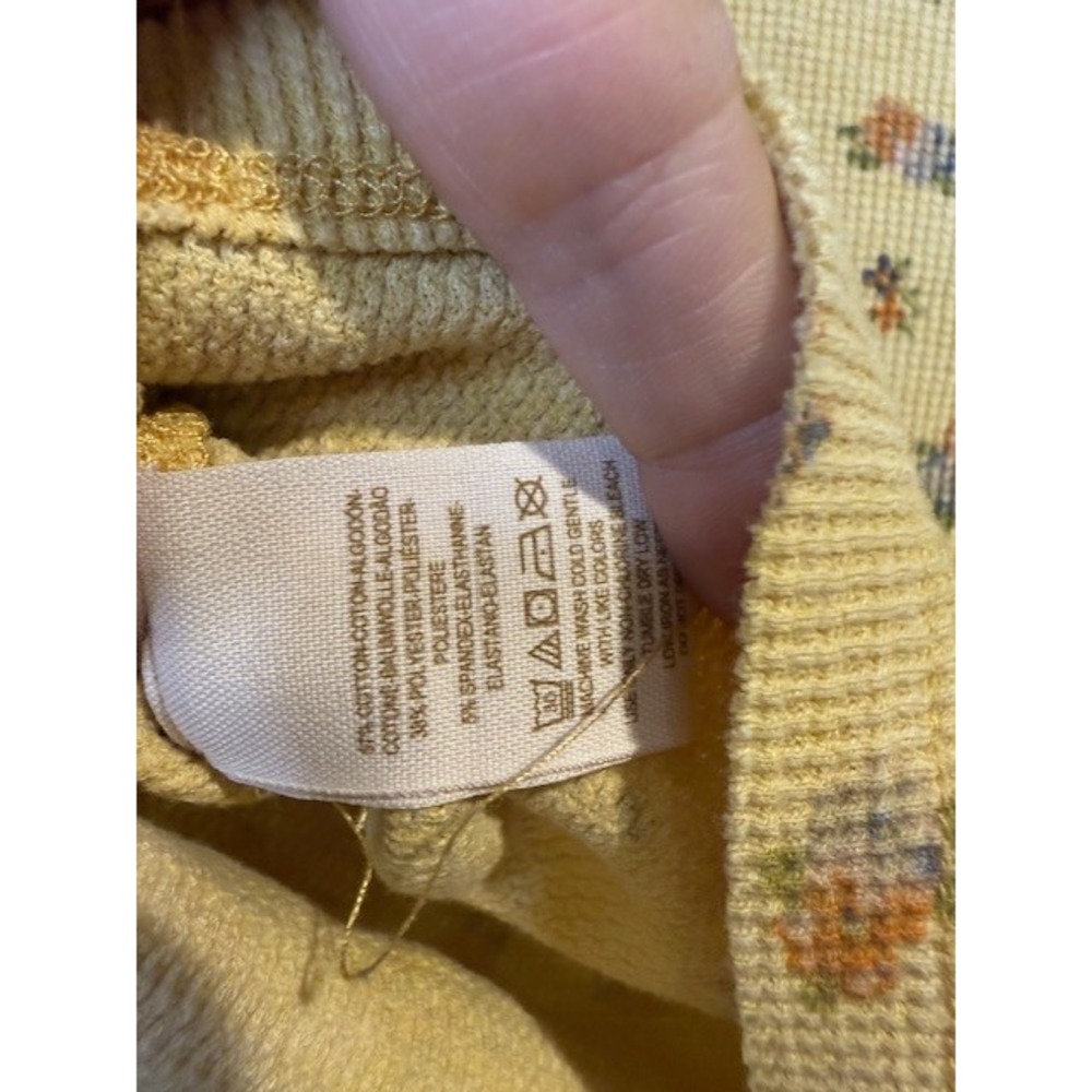 WE THE FREE Free People Yellow Floral Waffle Knit Long Sleeve Top M - Picture 8 of 9